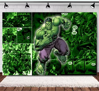 Buy Superhero Hulk Backdrop Background Cloth Marvel Birthday Party Banner Decoration • 8.48£