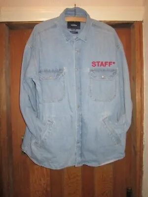 Buy Pulland Bear Large Boxy Mans Denim Shirt Jacket,shacket,staff Logo,blue • 12.99£