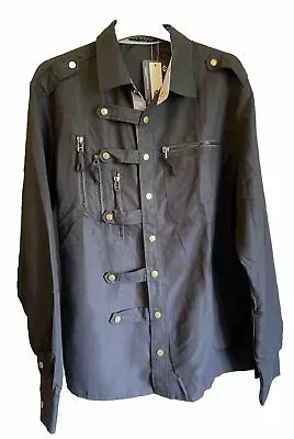 Buy Black Summer Jacket, Shirt ‘Shacket’ Goth, Emo, Brian Molko, Size S/M - BNWT • 25£
