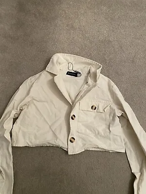 Buy Cream Cropped Denim Style Jacket PLT Size 6 Brand New Without Tags • 5£