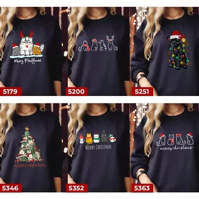 Buy Sweatshirt- Santa Cat Lover Merry Catmas Meowy Christmas Jumper Xmas Gift • 19.95£