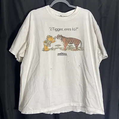Buy Vtg Disney Animal Kingdom T-Shirt Tigger Eres Tu? Spanish Winnie The Pooh 2XL • 27£