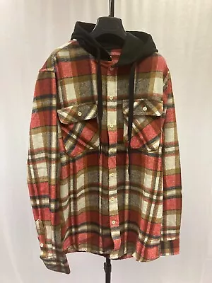 Buy Refinery Republic Flannel Lumberjack Shirt Hoodie - Red, 53-02 • 15£