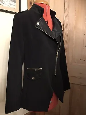 Buy Steampunk Black Biker Style Jacket Gothic Boho Faux Leather Collar Military Zips • 18£