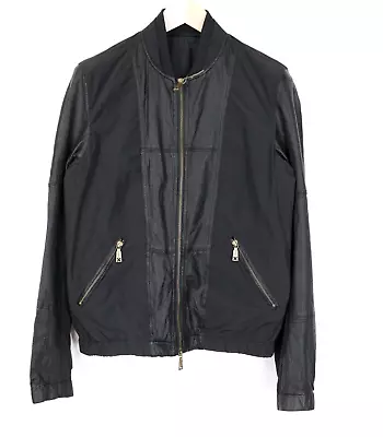 Buy RICHMOND Men Jacket Lightweight Faux IT48 Leather Zippered Classic Bomber Black • 51.52£