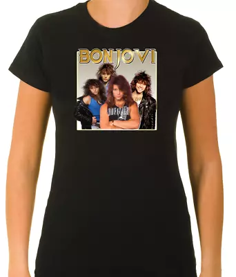 Buy Bon Jovi Poster White Women's 3/4 Short Sleeve T-Shirt G900 • 9.48£