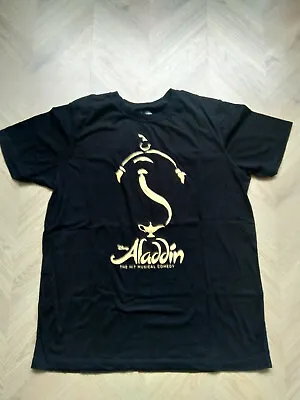 Buy Disney Aladdin Musical - Gold Print Genie Logo Black T-shirt - Size L (large) • 14.99£