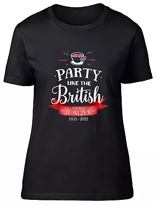 Buy Platinum Jubilee Party Queen Birthday Fitted Womens Ladies T Shirt Gift • 8.99£