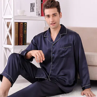 Buy New Men's Silk Pajamas Set 2 Pieces/lot 100% Mulberry Silk Sleepwear Nightwear • 103.20£