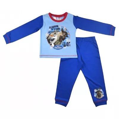 Buy Boys Pyjamas Disney Frozen Blue Multi OlaF And Sven Cotton Sleepsuit Nightwear  • 8.99£