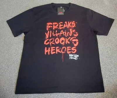 Buy Dc Comics Suicide Squad Black Short Sleeve Crew Neck Villians T.Shirt Tee 2XL  • 8.99£