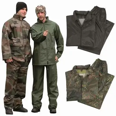Buy Mil-Tec Waterproof Rain Suit Packaway Set Jacket Trousers Fishing Army Military • 23.95£