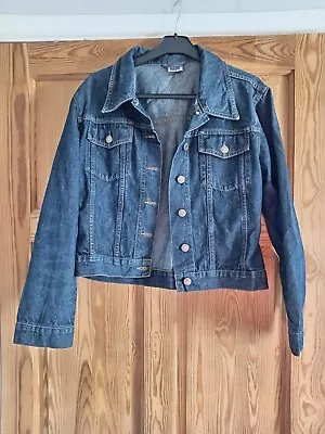 Buy Lovely BAY Dark Blue Denim Jacket Size 14 Summer • 8.50£