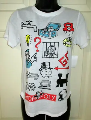 Buy New Juniors Small 3-5 Monopoly T-Shirt Poly/Rayon White Short Sleeves • 7.58£