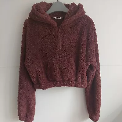 Buy Teddy Bear Fur Cropped Hoodie Age 13 Candy Couture Brown • 7£