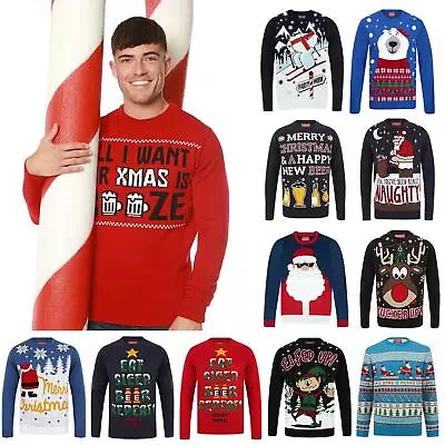 Buy Mens Novelty Christmas Jumpers Funny Xmas Party Festive Knit Knitted Top Gift • 21.99£