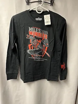 Buy Marvel Spider-Man Miles Morales Boys Graphic Long Sleeve T-Shirt Black Sz M NWT • 8£