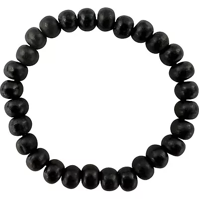 Buy Black Beaded Wood Bracelet Wristband Mens Womens Wooden Beads Handmade Jewellery • 3.99£
