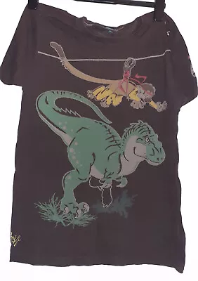 Buy Psycho Animal Brown Monkey And T-rex Print T-shirt Size M • 3£