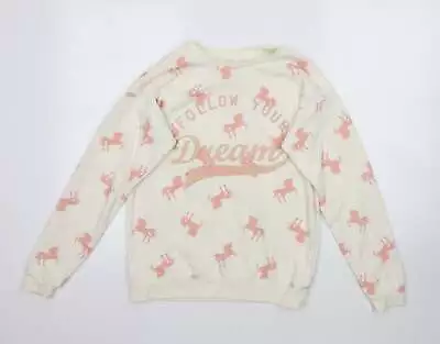 Buy Primark Girls Ivory Cotton Pullover Sweatshirt Size 13-14 Years - Unicorn Follow • 2.75£