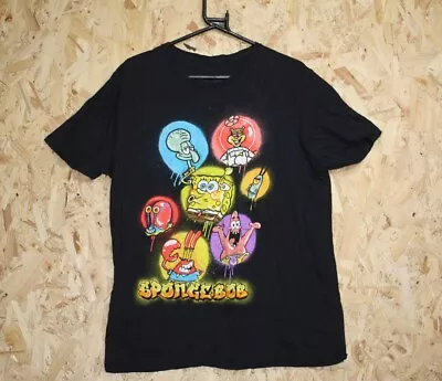 Buy Nickelodeon SpongeBob SquarePants Size L Black Shirt Tee TV Show Cartoon • 12.10£