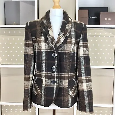 Buy Gerry Weber Jacket Size 14 Brown Check Chest 39  Fitted Blazer Pockets Wool Mix • 20.95£