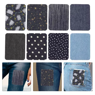 Buy 8 Pcs Crafts Patches For Jackets Sew On Applique Denim Rectangle • 7.98£