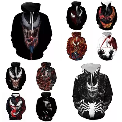 Buy Kids Adult Venom Hoodie 3D Print Superhero Cosplay Jacket Sweatshirt Hooded Coat • 8.48£