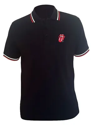 Buy The Rolling Stones Classic Tongue Black Polo Shirt OFFICIAL • 16.59£