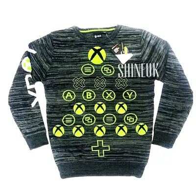 Buy XBOX Official Gear Gaming Primark Boys/Kids Knitted Charcoal Christmas Jumper BN • 27.99£