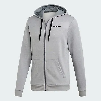 Buy Adidas Linear Full Zip Hoodie Mens - French Terry Hoody / Track Jacket - Grey • 29.99£