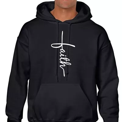 Buy Faith Hoodie Sweatshirt Jesus Christian Vertical Cross Religious Church Grace • 19£