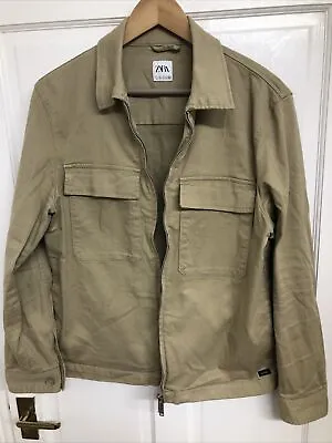 Buy Men’s Zara Beige/Caramel Denim Over-shirt / Jacket - Size M With Zip • 24.99£