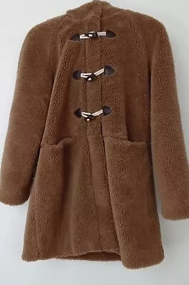 Buy M & S Marks & Spencer Brown Hooded Teddy Jacket Size 12  • 27.50£