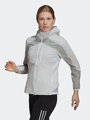 Buy Adidas Adizero Marathon Jacket White Grey Size S Womens Running Top • 39.99£