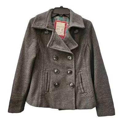 Buy Aeropostale Women's Charcoal Gray Wool Blend Pea Coat Jacket  - Size M • 27.12£