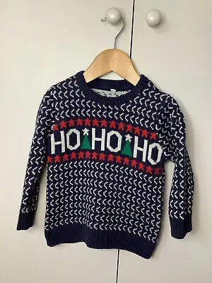 Buy Baby Christmas Jumper Age  12-18 Months Knitted Christmas Ho Ho Ho Detail M&S • 3£