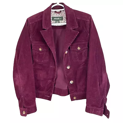 Buy Eddie Bauer Corduroy Jacket Womens M Purple Adjustable Cotton Blend Stretch • 36.85£