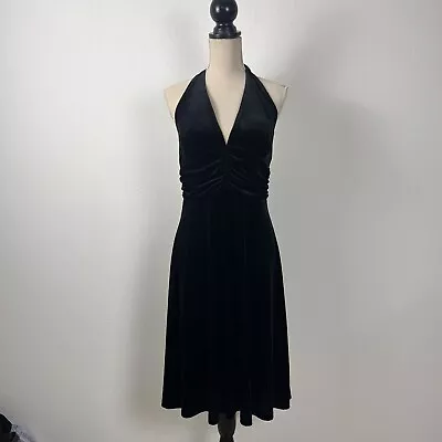 Buy Connected Apparel Black Velvet Halter Evening Slinky Cocktail Midi Dress Plus 14 • 42.66£