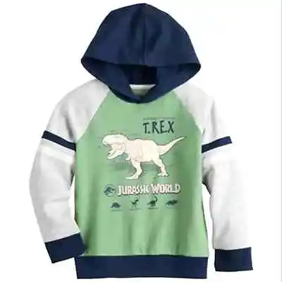 Buy Y Jumping Beans Jurassic World T-Rex Raglan Graphic Fleece Hoodie Sweater NWT 12 • 15.41£