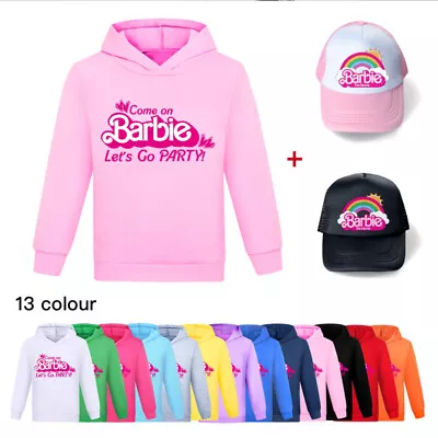 Buy Kids Girls Barbi Casual Hoodie Hoody Sweatshirt Jumper Tops With Hat Age 2-14Y • 5.22£