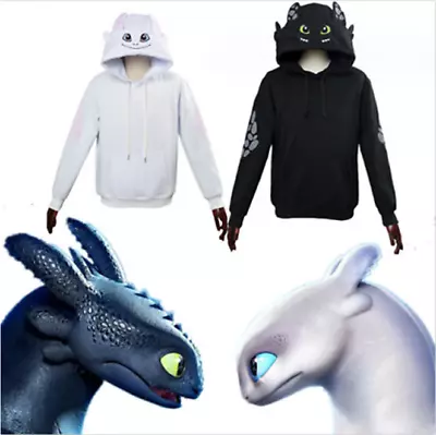 Buy How To Train Your Dragon Toothless White Furry Hoodie Adult Pullover Jacket Coat • 29.18£