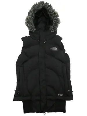 Buy The North Face Womens 600 Goose Down Puffer Vest XS Black Faux Fur Hooded Jacket • 32.38£