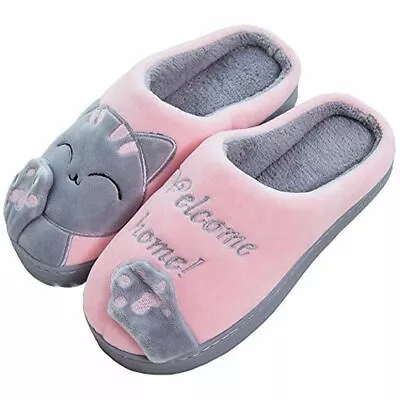 Buy Mens Women Cute Cat Plush Slippers Indoor Winter Warm Soft Anti-Slip House Shoes • 8.99£
