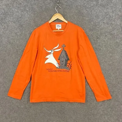 Buy Disney X Giordano Shirt Mens Medium Tim Burton Long Sleeve Orange T-Shirt J2720 • 9.47£