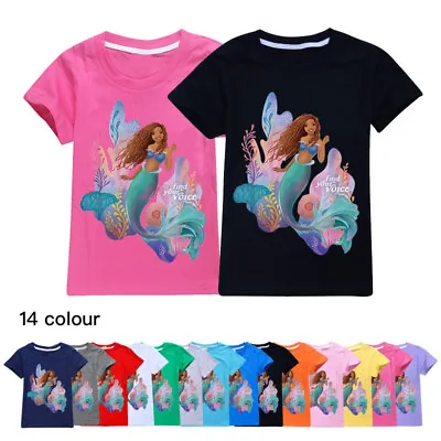 Buy New The Little Mermaid Kids Casual Short Sleeve Cotton T-shirt Top Birthday Gift • 9.78£