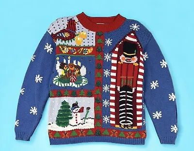 Buy VTG Christmas Pullover Sweater Cotton Knit Holiday Party Nutcracker Tacky Ugly • 28.81£