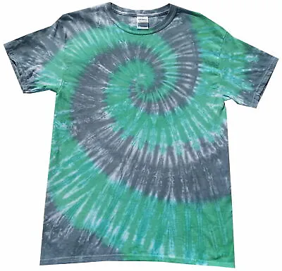 Buy Tie Dye T Shirt Green And Grey  Spiral , All Sizes, Hand Dyed In The UK  • 16.75£
