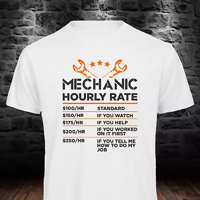Buy Mechanic's Hourly Rate Humor Tee | Funny Garage T-shirt For Auto Pros | • 12.49£