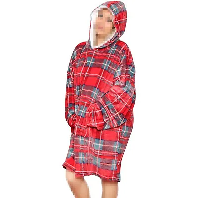 Buy Unisex Men's Ladies Oversized Hoodie Tartan Snuggle Super Soft Warm Blanket • 11.99£